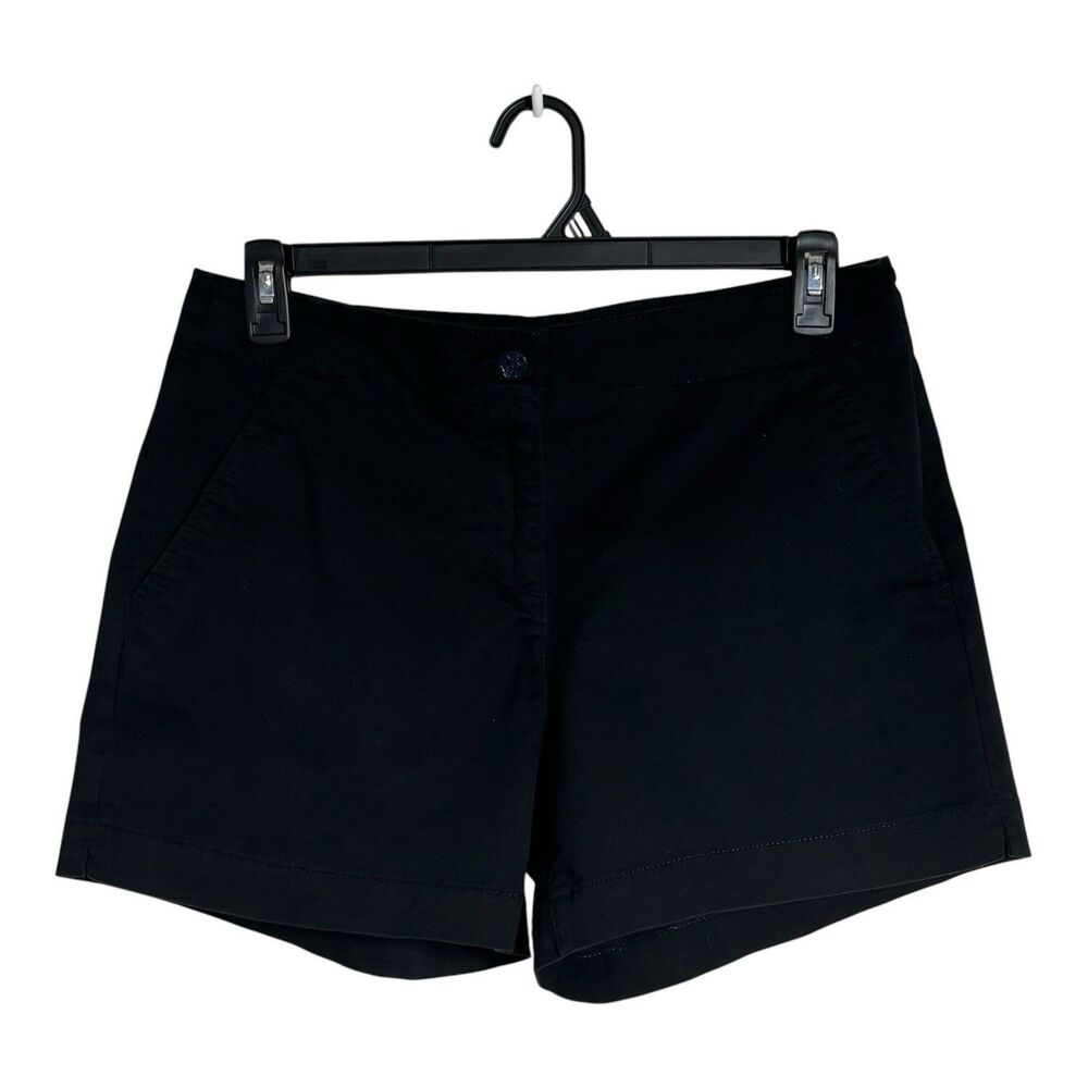 Nautica Womens Black Hig-Rise Twill Chino Shorts 10 Classic Preppy Casual Summer